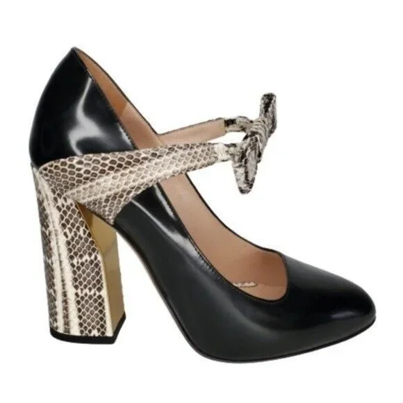 Gucci Tricolor Leather Snakeskin Nimue Mary Jane Pumps Heels. EU 38 (US 8) - Picture 2 of 9